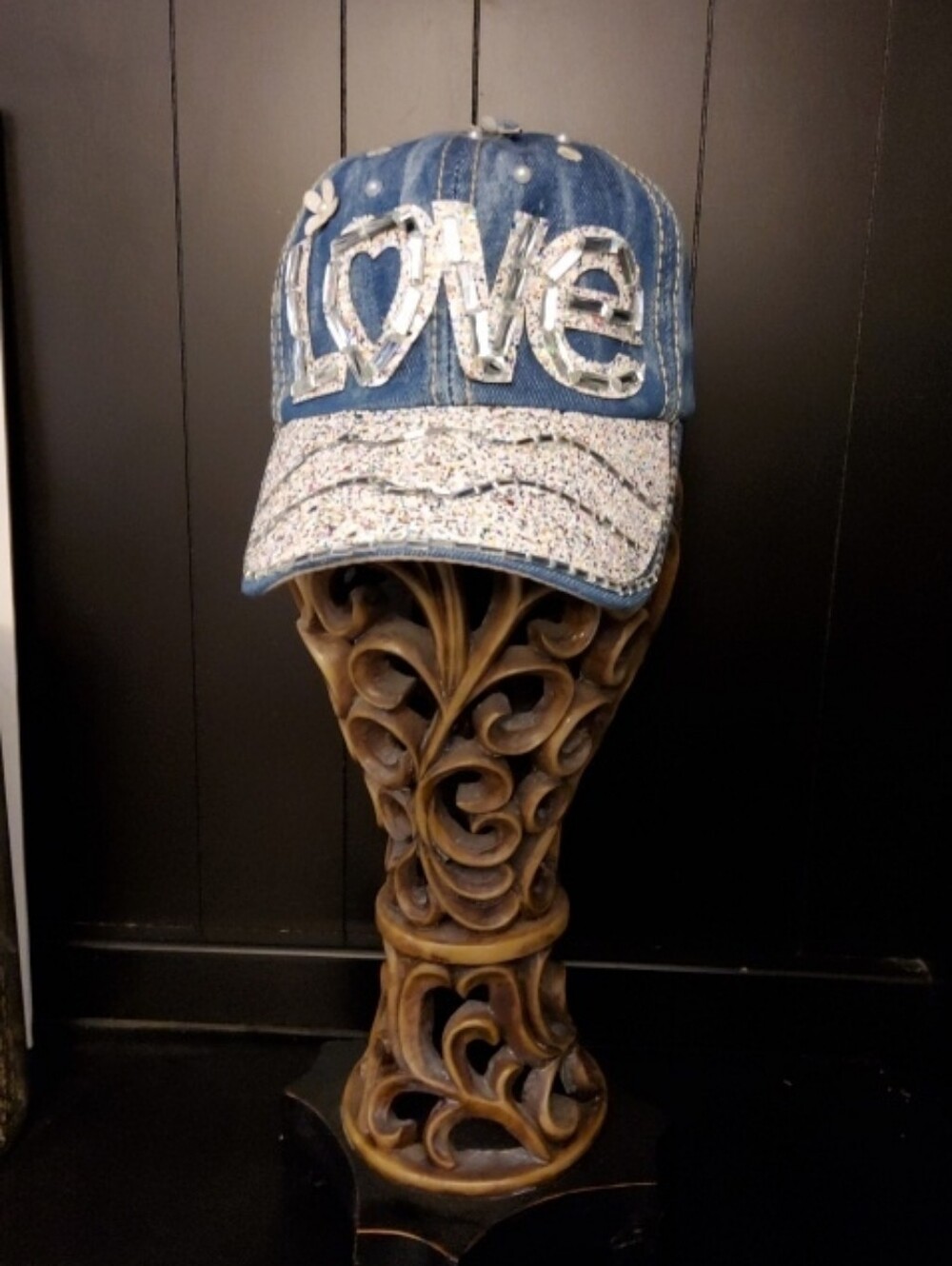 Love Beaded Blingy Jean Baseball Cap